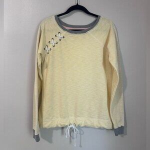 Maurices Long-Sleeve Lace-Up Pullover Sweatshirt Drawstring Hem Gray Trim Size M